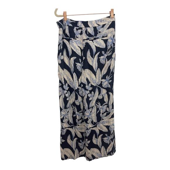 Alexis Brinkley Floral Leaf Print Wide Leg Pants High Rise Maldive Blue Size L - Picture 4 of 14